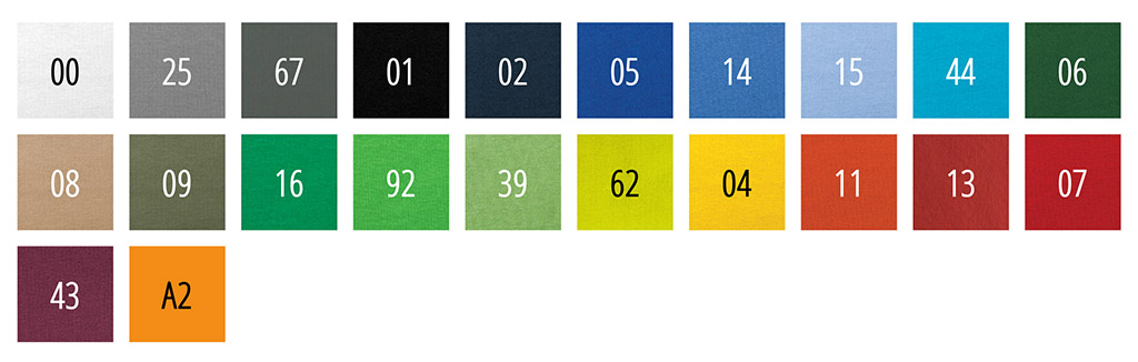 Šiltovka 6 panelová - farebná škála