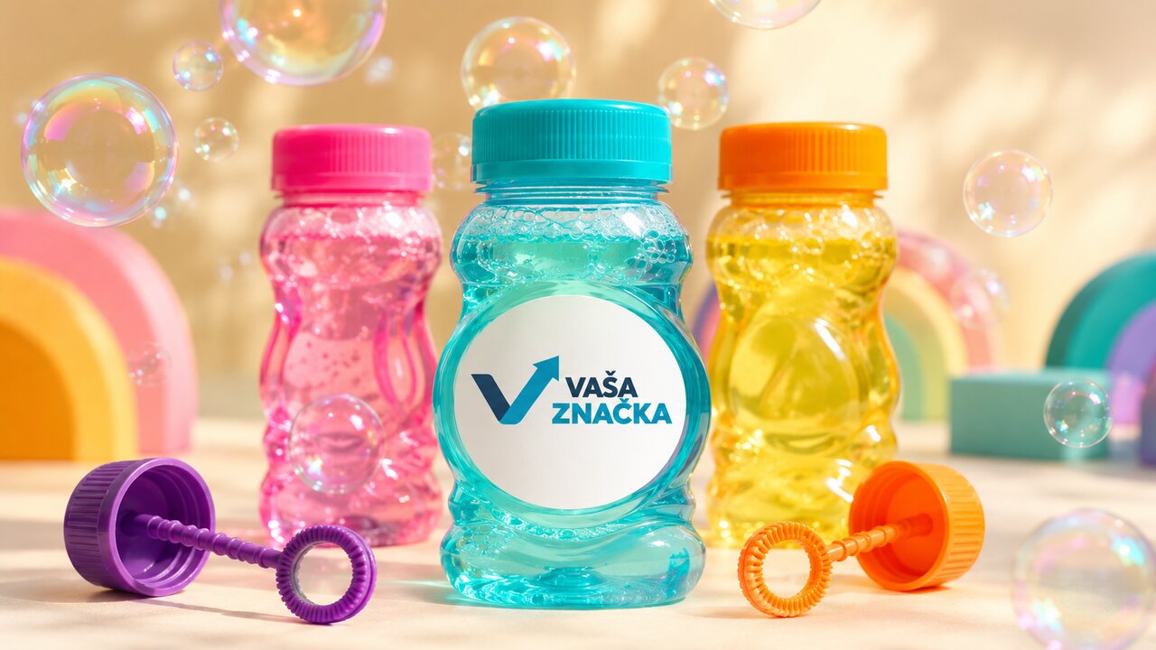 Farebný bublifuk pre deti s logom